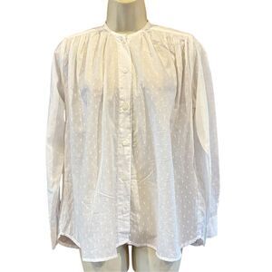 Milly White Eyelet Long Sleeve 100% Cotton Shirt NWT Size XS
